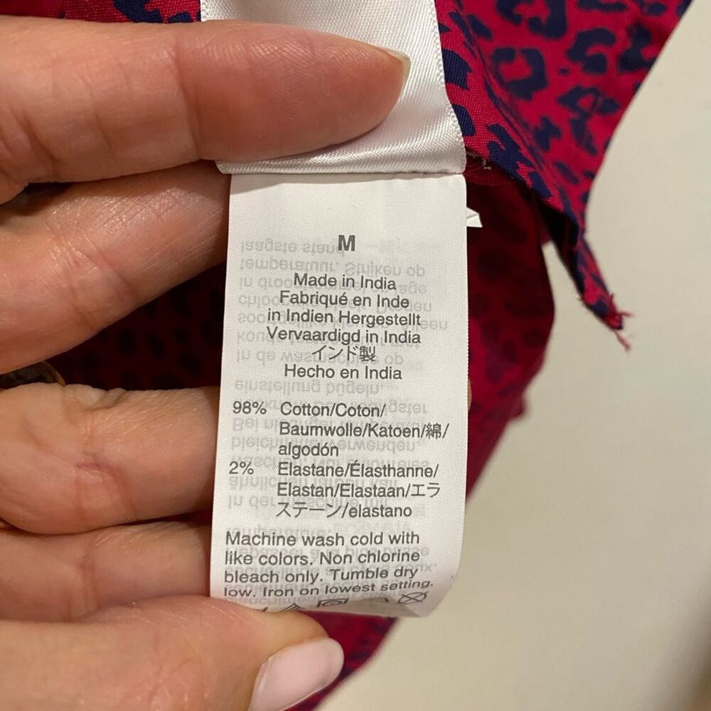 J. Crew Red Leopard Print Button Down Blouse Sz - image 7